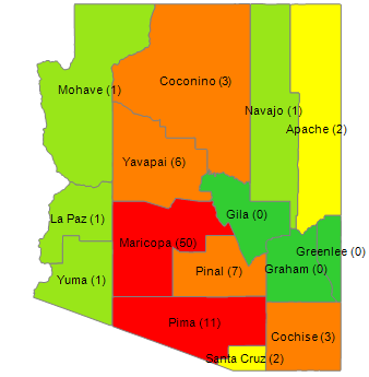 Unlicensed Complaints Submitted by County for April 2025 - see attached table for content in heatmap